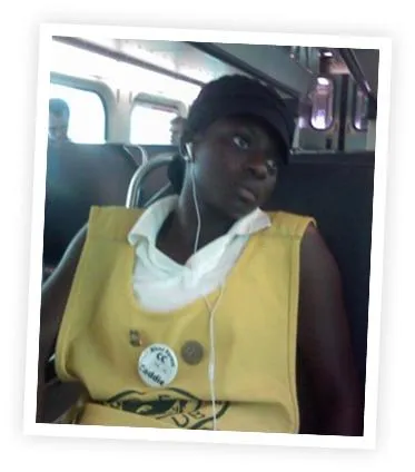 Yaa as a teenager working as a caddie — drained and exhausted